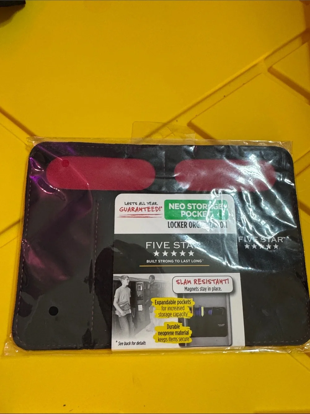 Five Star Black Locker Neoprene Organizer with Pink Tabs C1.B.1R
